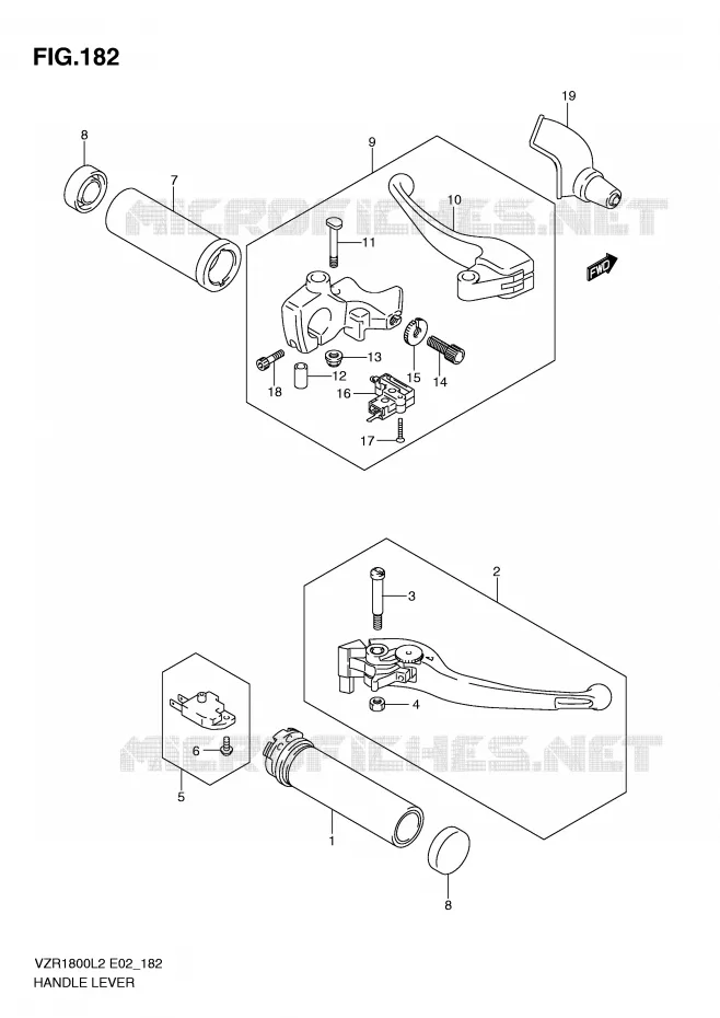 LEVIERS - POIGNEES (VZR1800ZL2 E02) Suzuki MOTO 1800 INTRUDER 2012  VZR1800ZUFL2(E02)