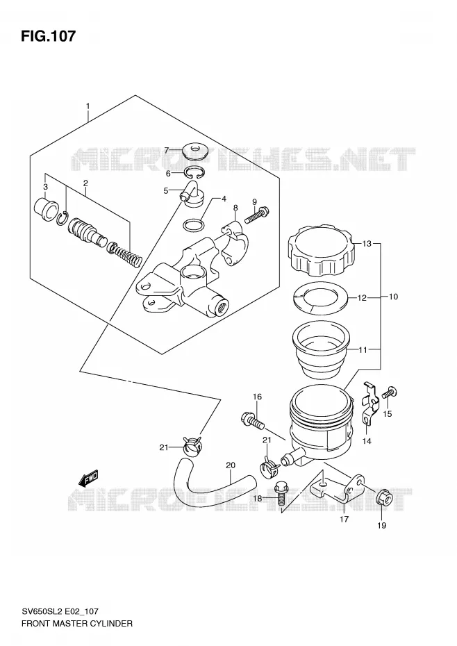 MAITRE CYLINDRE AVANT (SV650SL2 E24) Suzuki MOTO 650 SV 2012  SV650SUL2(E02)