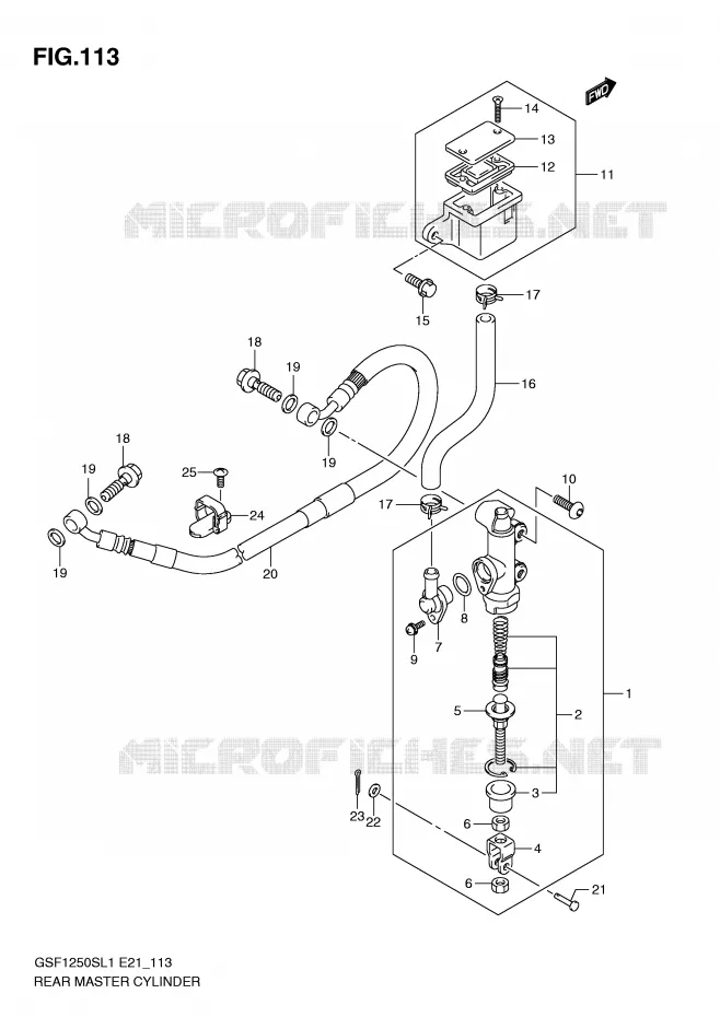 MAITRE CYLINDRE DE FREIN ARRIERE (GSF1250SL1 E24) Suzuki MOTO 1250 BANDIT 2011  GSF1250SL1(E21)
