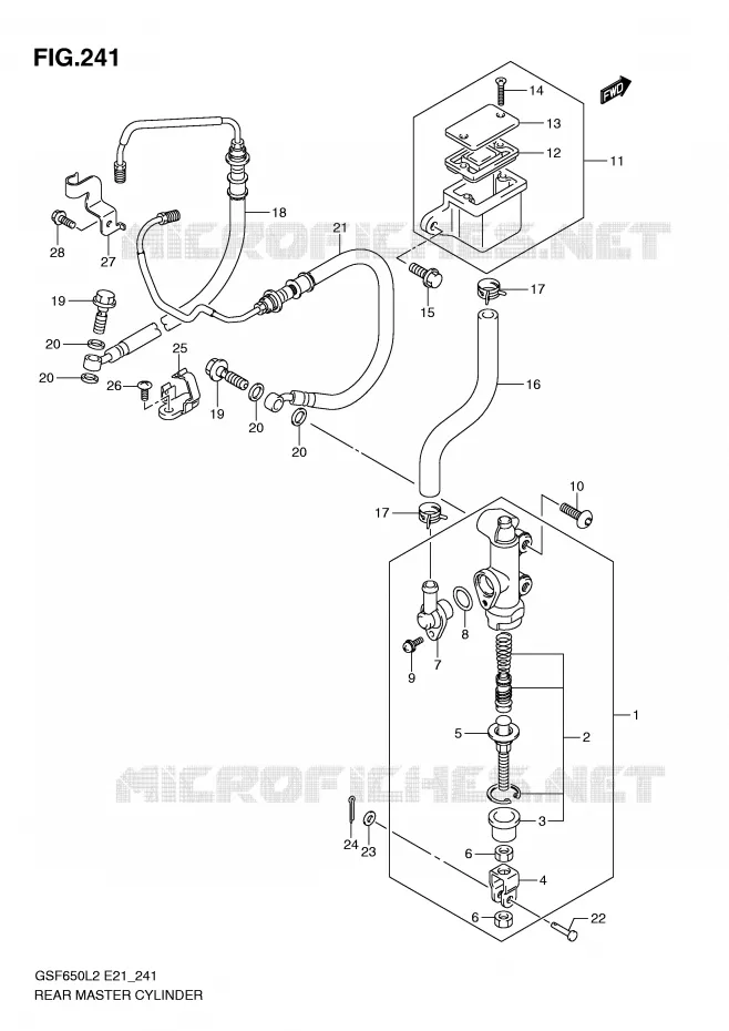 MAITRE CYLINDRE DE FREIN ARRIERE (GSF650AL2 E21) Suzuki MOTO 650 BANDIT 2012  GSF650UAL2(E21)