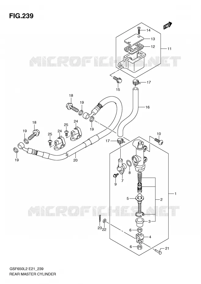 MAITRE CYLINDRE DE FREIN ARRIERE (GSF650L2 E21) Suzuki MOTO 650 BANDIT 2012  GSF650SUL2(E21)