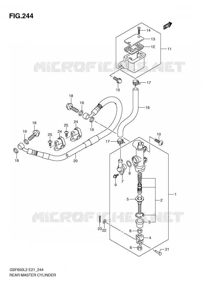 MAITRE CYLINDRE DE FREIN ARRIERE (GSF650SUL2 E21) Suzuki MOTO 650 BANDIT 2012  GSF650SAL2(E21)