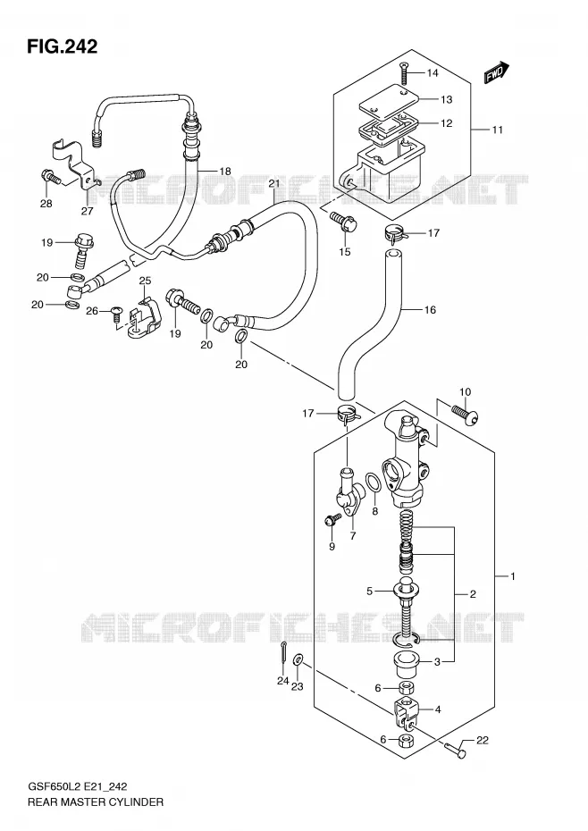 MAITRE CYLINDRE DE FREIN ARRIERE (GSF650UAL2 E21) Suzuki MOTO 650 BANDIT 2012  GSF650SL2(E21)