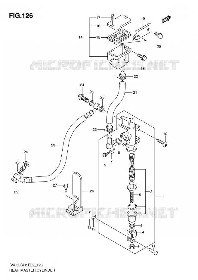 MAITRE CYLINDRE DE FREIN ARRIERE (SV650SL2 E2) Suzuki MOTO 650 SV 2012  SV650SUL2(E02)