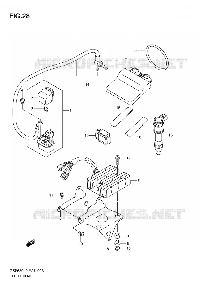 PARTIE ELECTRIQUE (GSF650AL2 E21) Suzuki MOTO 650 BANDIT 2012  GSF650UL2(E21)