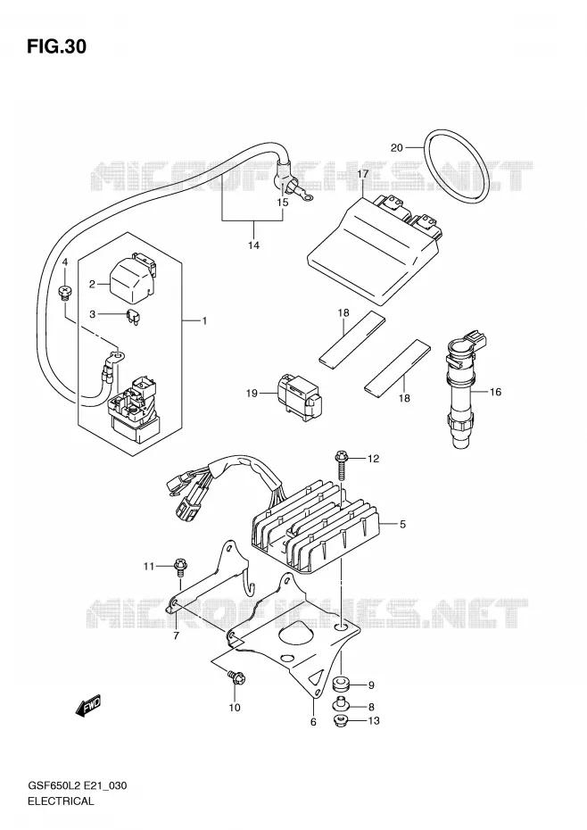 PARTIE ELECTRIQUE (GSF650SL2 E21) Suzuki MOTO 650 BANDIT 2012  GSF650AL2(E21)