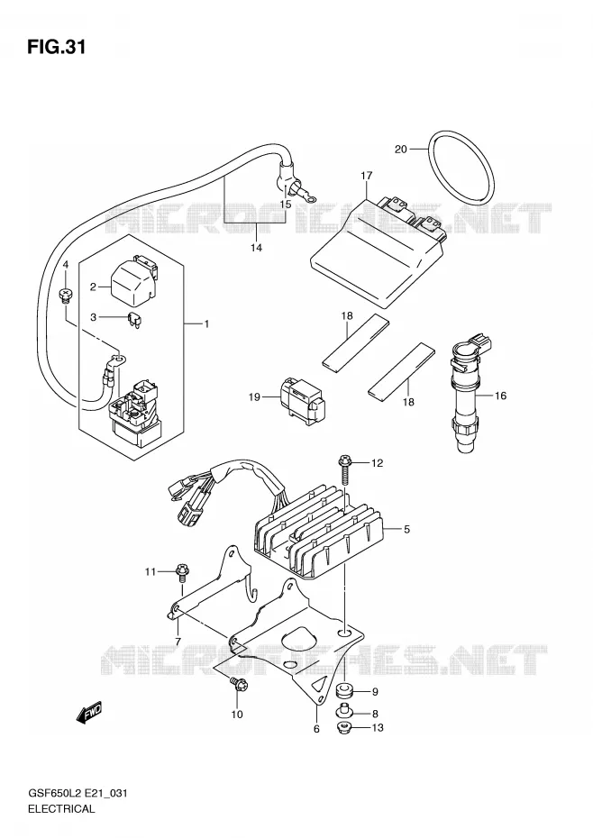 PARTIE ELECTRIQUE (GSF650SUL2 E21) Suzuki MOTO 650 BANDIT 2014  GSF650SAL2(E21)