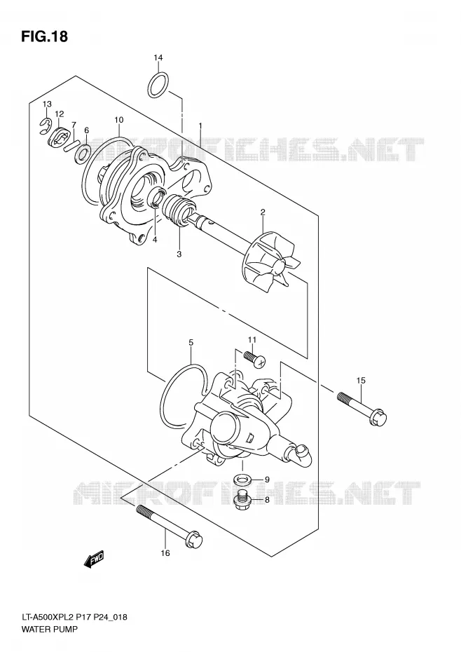 POMPE A EAU Suzuki QUAD 500 KINGQUAD 2012  LT-A500XPL2(P17)