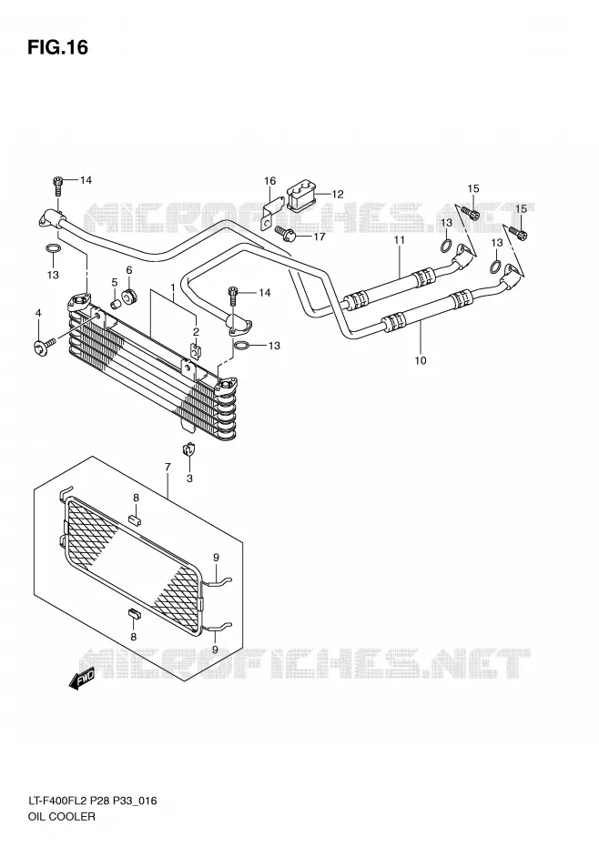 RADIATEUR D'HUILE Suzuki QUAD 400 KINGQUAD 2012  LT-F400FZL2(P28)