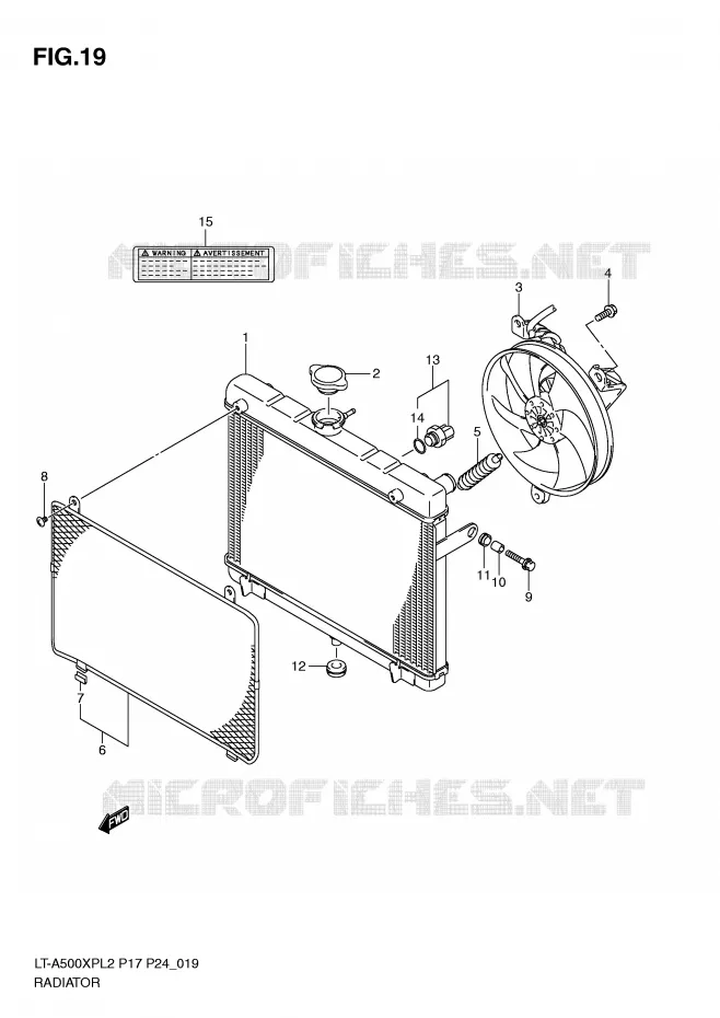 RADIATEUR (LT-A500XPL2 P17) Suzuki QUAD 500 KINGQUAD 2012  LT-A500XPL2(P17)