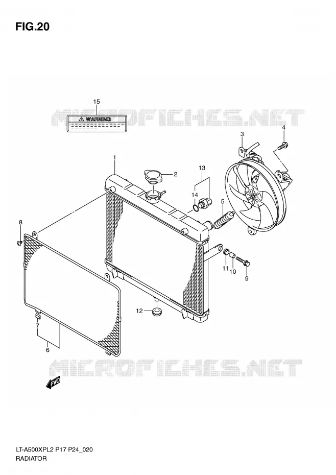 RADIATEUR (LT-A500XPL2 P24) Suzuki QUAD 500 KINGQUAD 2012  LT-A500XPL2(P17)