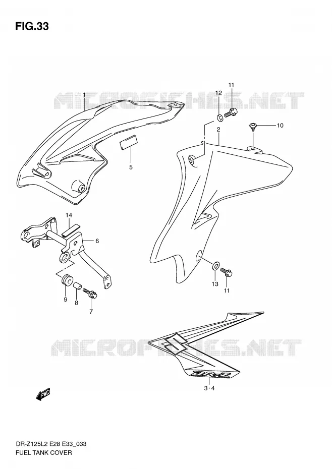 RESERVOIR D'ESSENCE - COUVERCLES Suzuki MOTO 125 DR-Z 2012  DR-Z125LL2(E28)