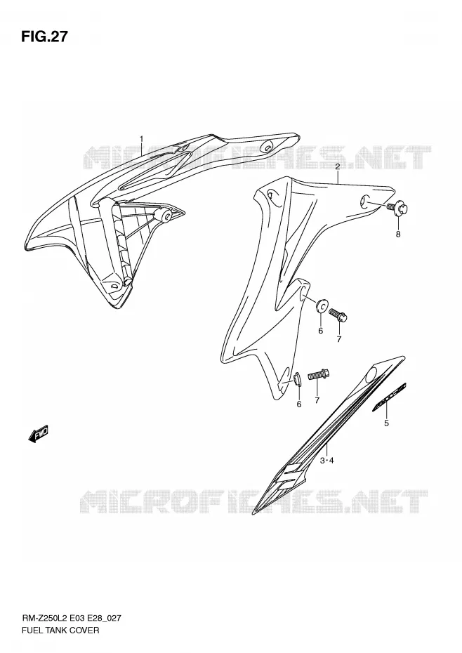 RESERVOIR D'ESSENCE - COUVERCLES Suzuki MOTO 250 RM-Z 2012  RM-Z250L2(E03)