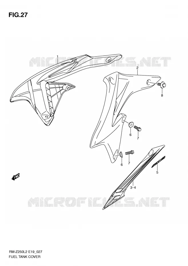RESERVOIR D'ESSENCE - COUVERCLES Suzuki MOTO 250 RM-Z 2012  RM-Z250L2(E19)