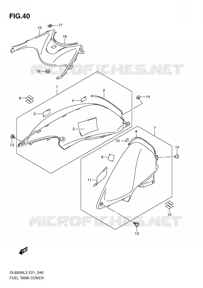 RESERVOIR D'ESSENCE - COUVERCLES Suzuki MOTO 650 V-STROM 2012  DL650AL2(E21)