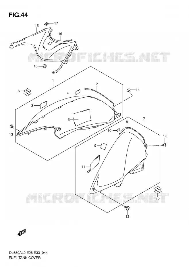 RESERVOIR D'ESSENCE - COUVERCLES Suzuki MOTO 650 V-STROM 2012  DL650AL2(E28)
