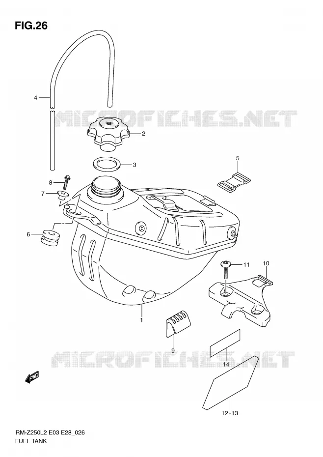 RESERVOIR D'ESSENCE Suzuki MOTO 250 RM-Z 2012  RM-Z250L2(E03)