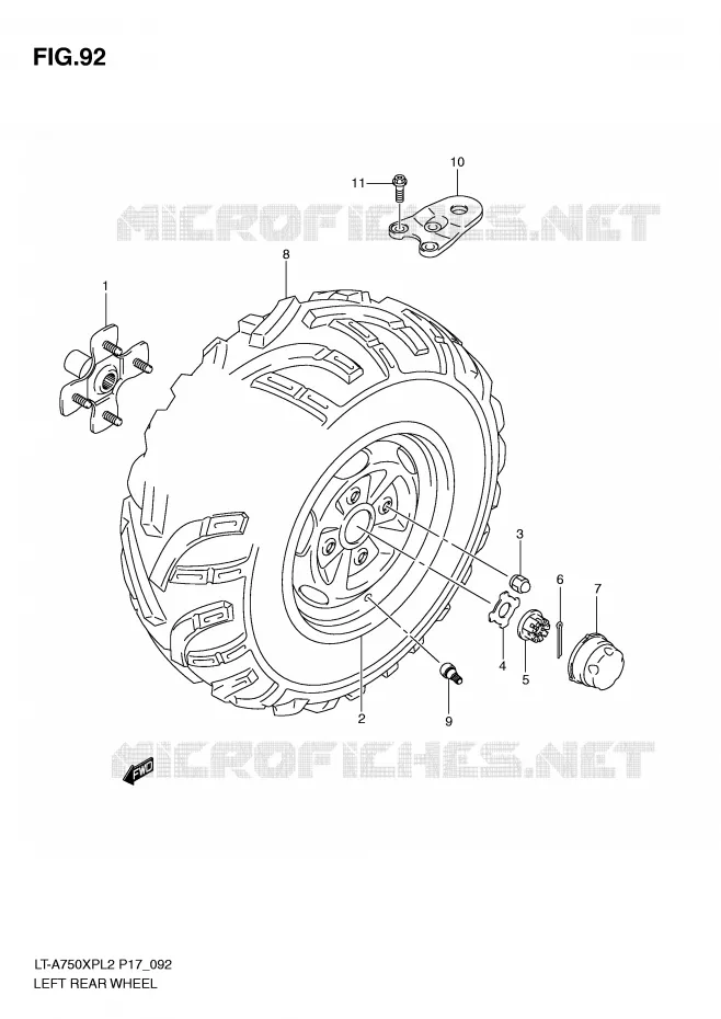 ROUE ARRIERE GAUCHE (LT-A750XPZL2 P17) Suzuki QUAD 750 KINGQUAD 2012  LT-A750XPL2(P17)