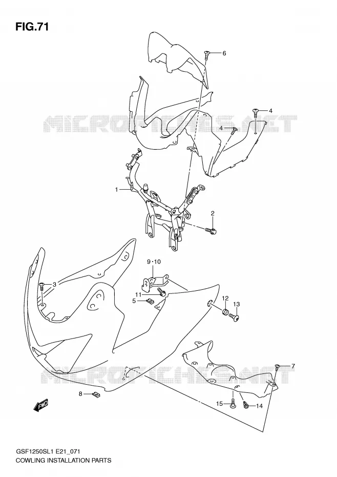 SUPPORTS / FIXATIONS CARENAGES Suzuki MOTO 1250 BANDIT 2011  GSF1250SL1(E21)