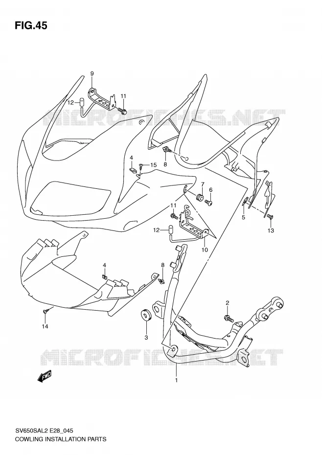 SUPPORTS / FIXATIONS CARENAGES Suzuki MOTO 650 SV-S 2012  SV650SAL2(E28)