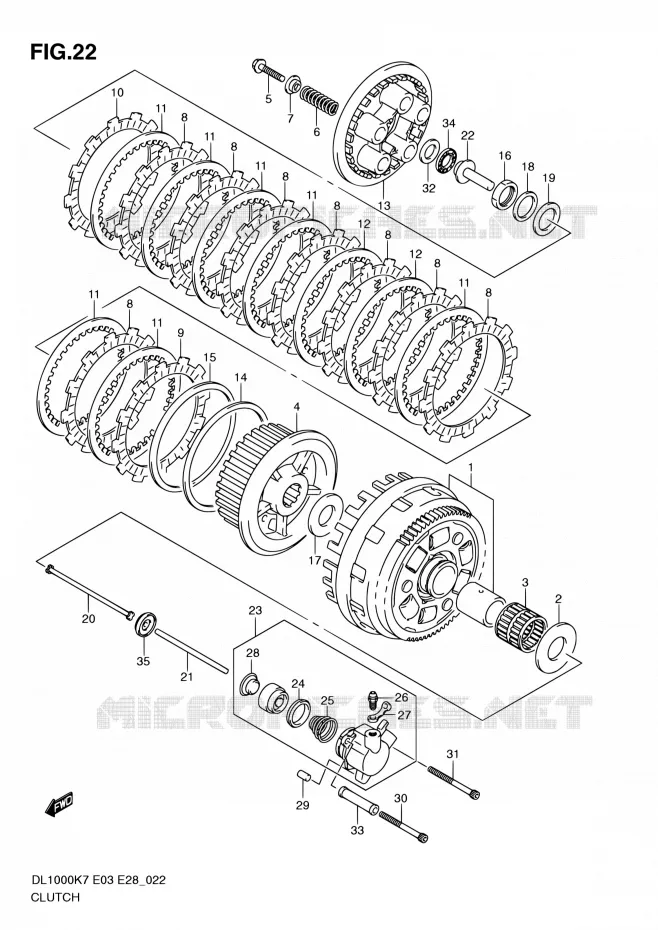 EMBRAYAGE Suzuki MOTO 1000 V-STROM 2007  DL1000 K7 (E03,E28,E33)