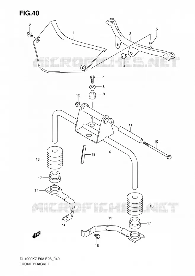 SUPPORTS AVANT Suzuki MOTO 1000 V-STROM 2007  DL1000 K7 (E03,E28,E33)