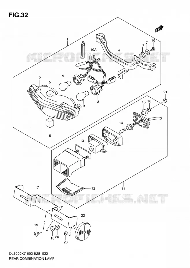 ENSEMBLE FEU ARRIERE Suzuki MOTO 1000 V-STROM 2010  DL1000 L0 (E03,E28,E33)