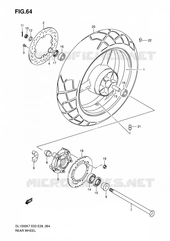 ROUE ARRIERE Suzuki MOTO 1000 V-STROM 2010  DL1000 L0 (E03,E28,E33)