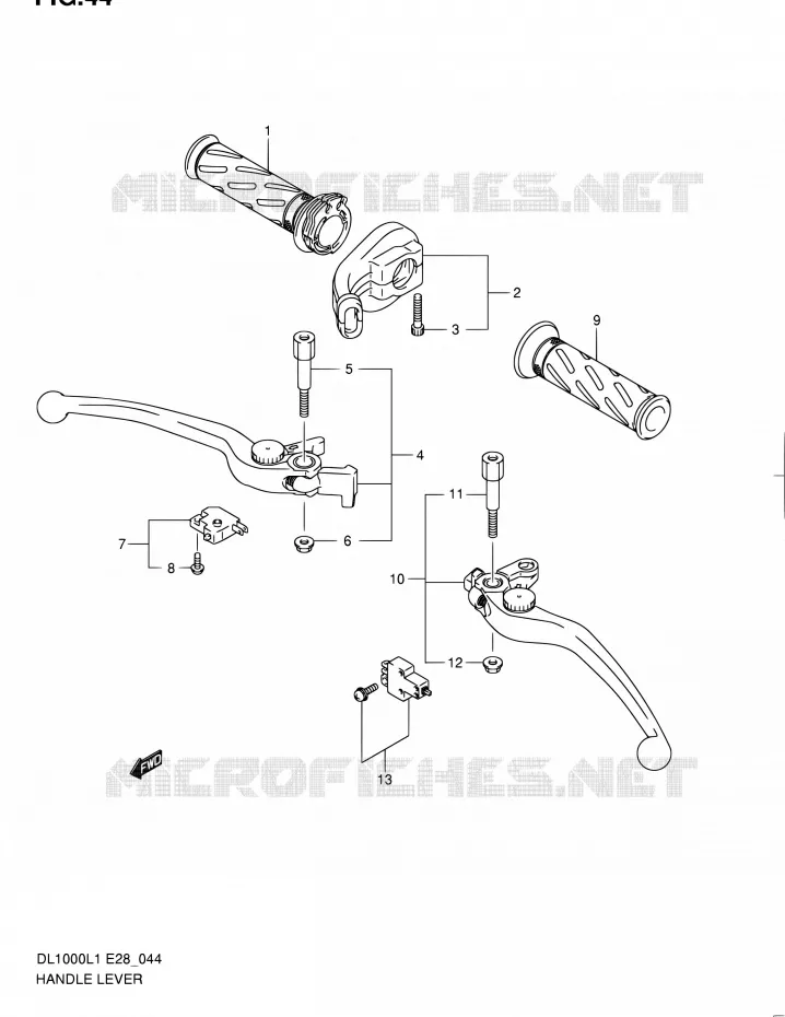 ENSEMBLE LEVIERS - POIGNEES Suzuki MOTO 1000 V-STROM 2011  DL1000 L1 (E03,E28,E33)