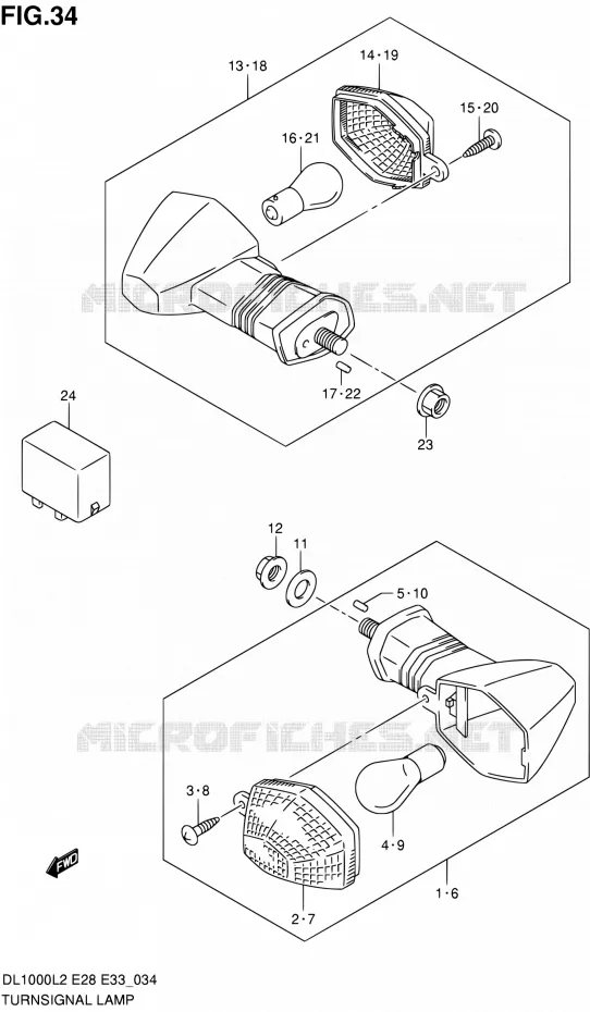 CLIGNOTANTS Suzuki MOTO 1000 V-STROM 2012  DL1000L2(E03,E28,E33)