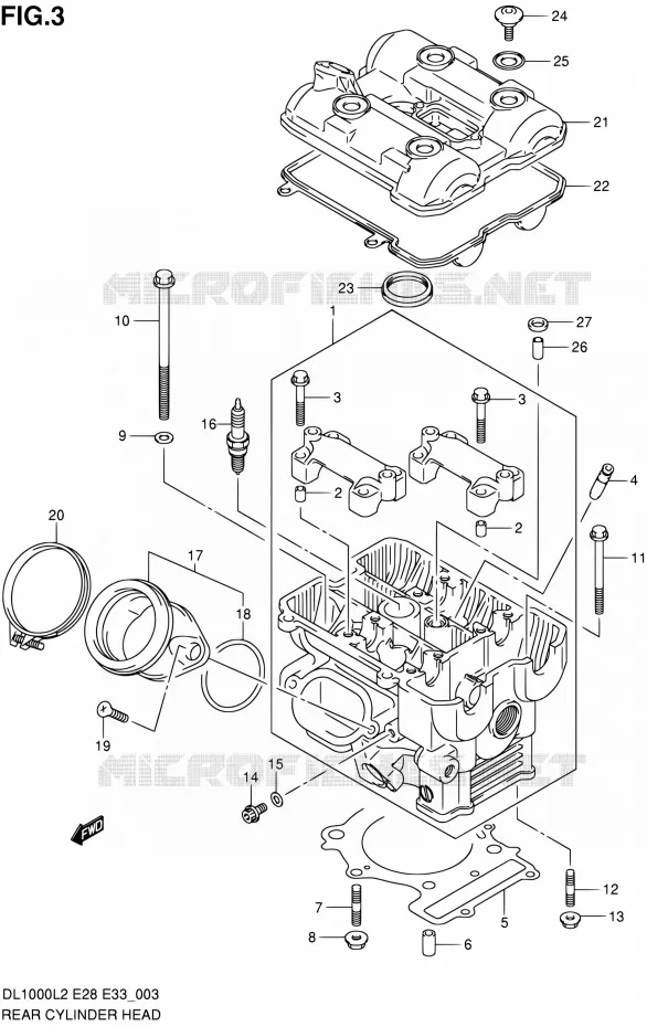 CULASSE ARRIERE Suzuki MOTO 1000 V-STROM 2012  DL1000L2(E03,E28,E33)