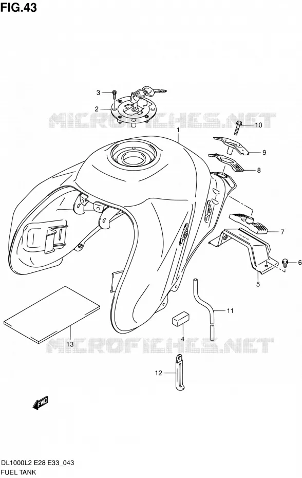 RESERVOIR D'ESSENCE (DL1000L2 E28) Suzuki MOTO 1000 V-STROM 2012  DL1000L2(E03,E28,E33)