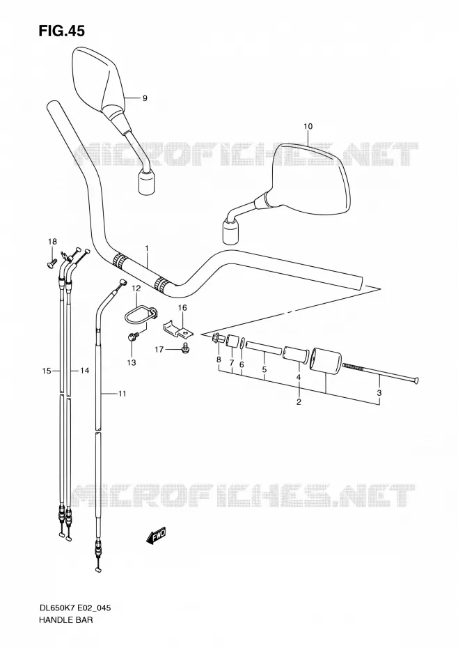 GUIDON (MODEL K7/K8) Suzuki MOTO 650 V-STROM 2007  DL650 K7 (E02,E19,E24)