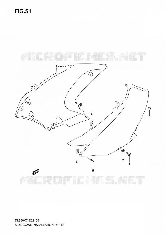 SUPPORTS / FIXATIONS CARENAGES Suzuki MOTO 650 V-STROM 2007  DL650 K7 (E02,E19,E24)