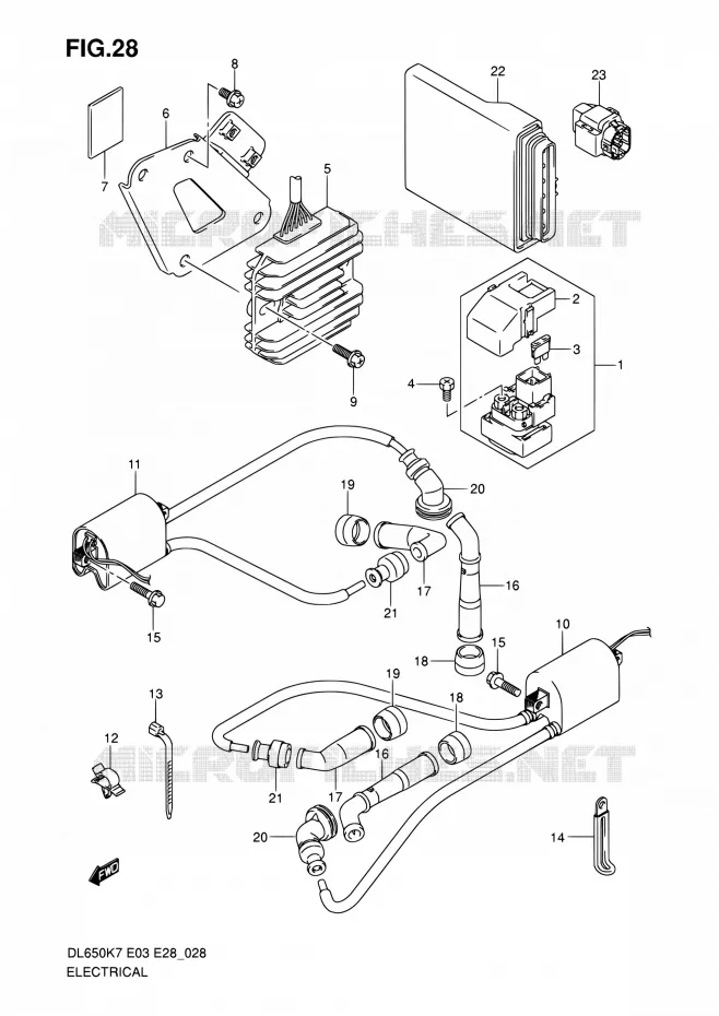 PARTIE ELECTRIQUE (MODEL K7) Suzuki MOTO 650 V-STROM 2007  DL650 K7 (E03,E28,E33)