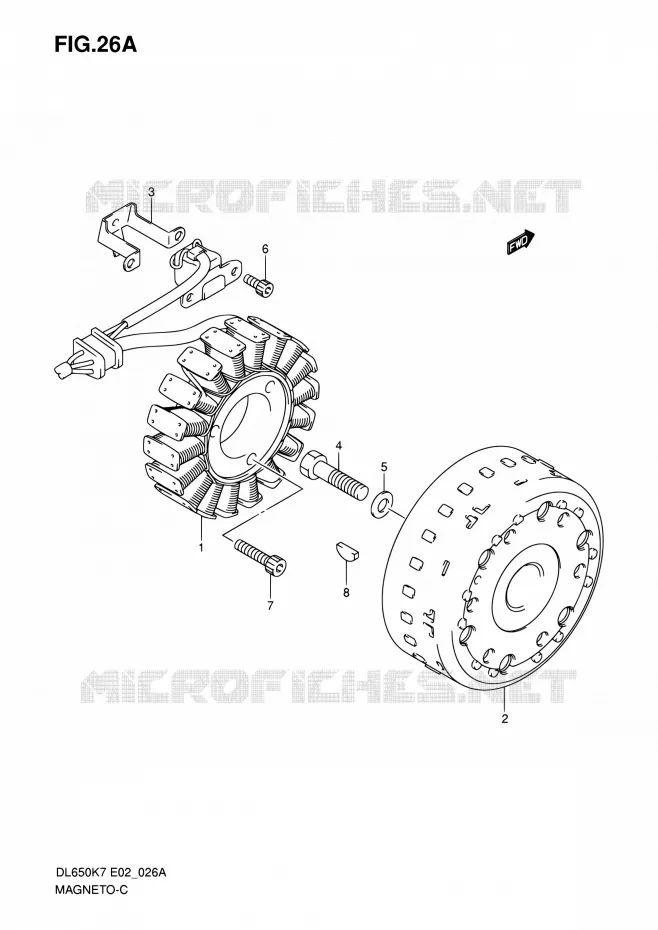 ALLUMAGE ROTOR - STATOR (MODEL K8/K9/L0) Suzuki MOTO 650 V-STROM 2008  DL650 K8 (E02,E19,E24,E37)
