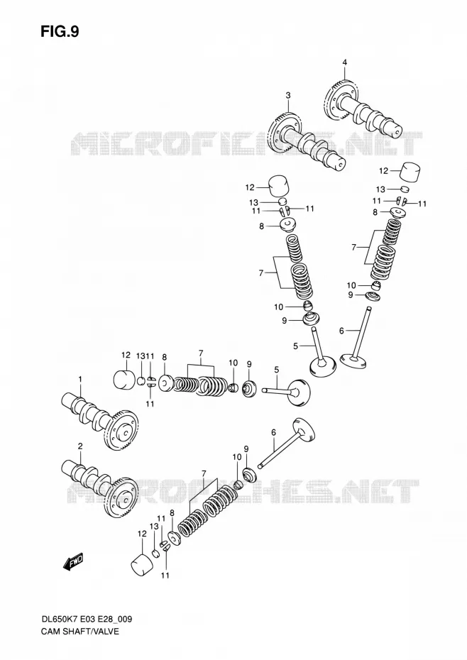 ARBRE A CAMES - VALVE Suzuki MOTO 650 V-STROM 2009  DL650 K9 (E03,E28,E33)