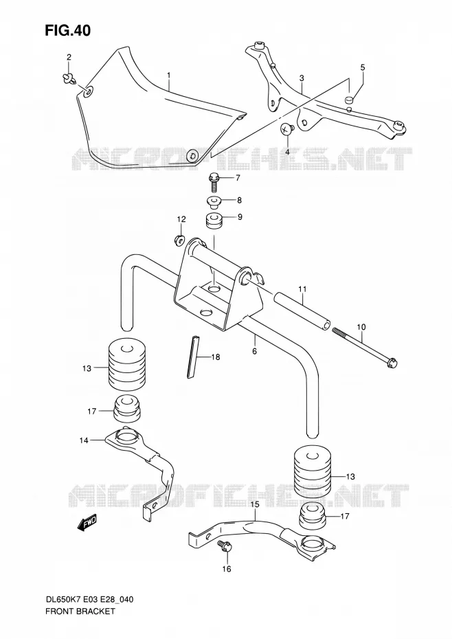 SUPPORTS AVANT Suzuki MOTO 650 V-STROM 2009  DL650 K9 (E03,E28,E33)