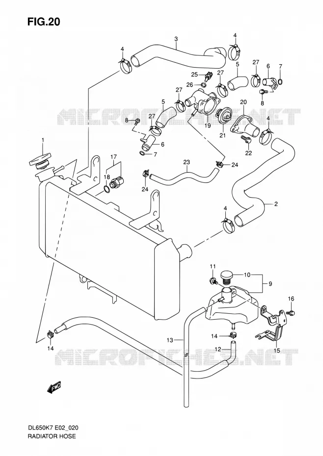 DURITE DE RADIATEUR Suzuki MOTO 650 V-STROM 2010  DL650 L0 (E02,E19,E24)