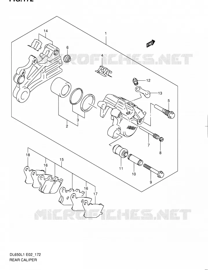 ETRIER DE FREIN ARRIERE (DL650AL1 E02) Suzuki MOTO 650 V-STROM 2011  DL650 L1 (E02,E19,E24)