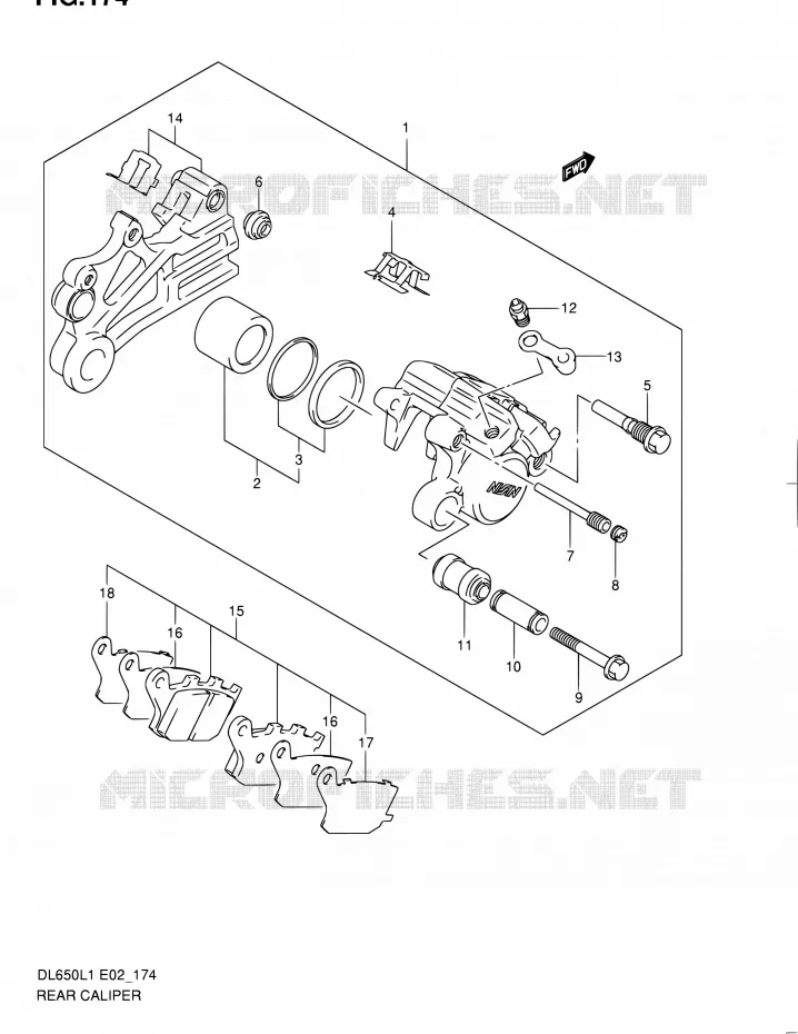 ETRIER DE FREIN ARRIERE (DL650AL1 E24) Suzuki MOTO 650 V-STROM 2011  DL650 L1 (E02,E19,E24)
