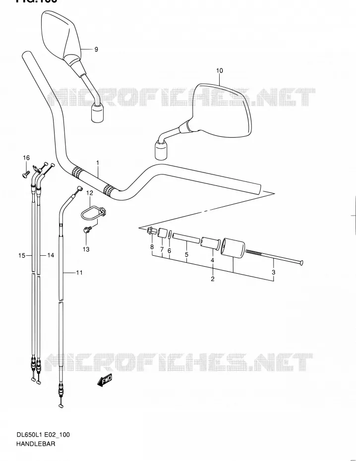GUIDON (DL650AUEL1 E19) Suzuki MOTO 650 V-STROM 2011  DL650 L1 (E02,E19,E24)
