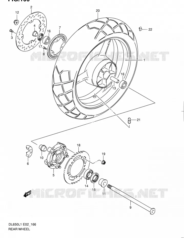 ROUE ARRIERE (DL650AL1 E24) Suzuki MOTO 650 V-STROM 2011  DL650 L1 (E02,E19,E24)