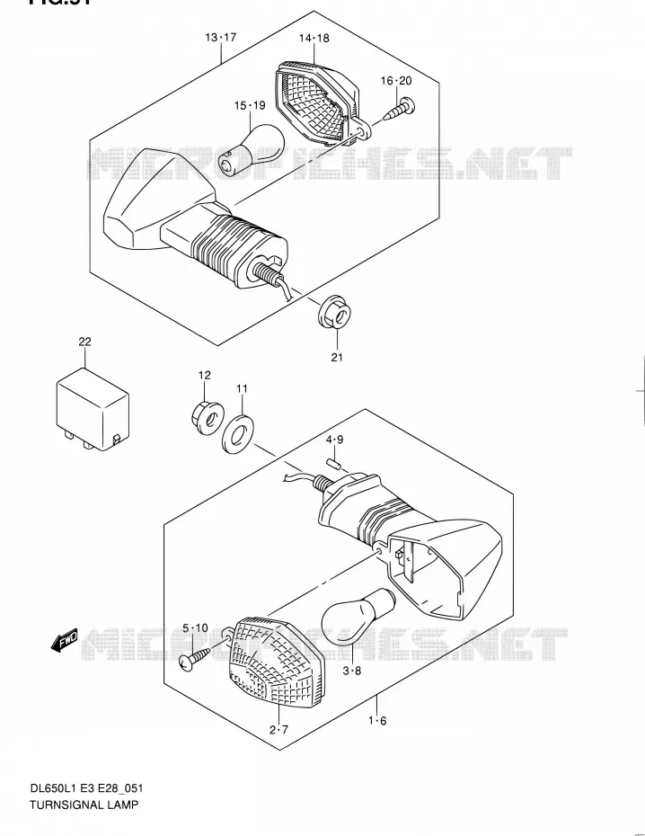 CLIGNOTANTS Suzuki MOTO 650 V-STROM 2011  DL650 L1 (E03,E28,E33)