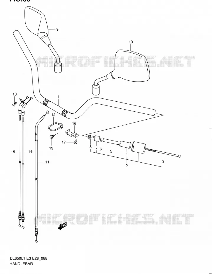 GUIDON (DL650L1 E33) Suzuki MOTO 650 V-STROM 2011  DL650 L1 (E03,E28,E33)