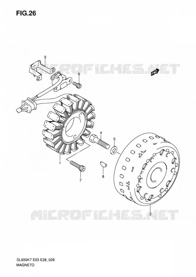 ALLUMAGE ROTOR - STATOR (MODEL K7) Suzuki MOTO 650 V-STROM 2007  DL650A K7 (E03,E28,E33)