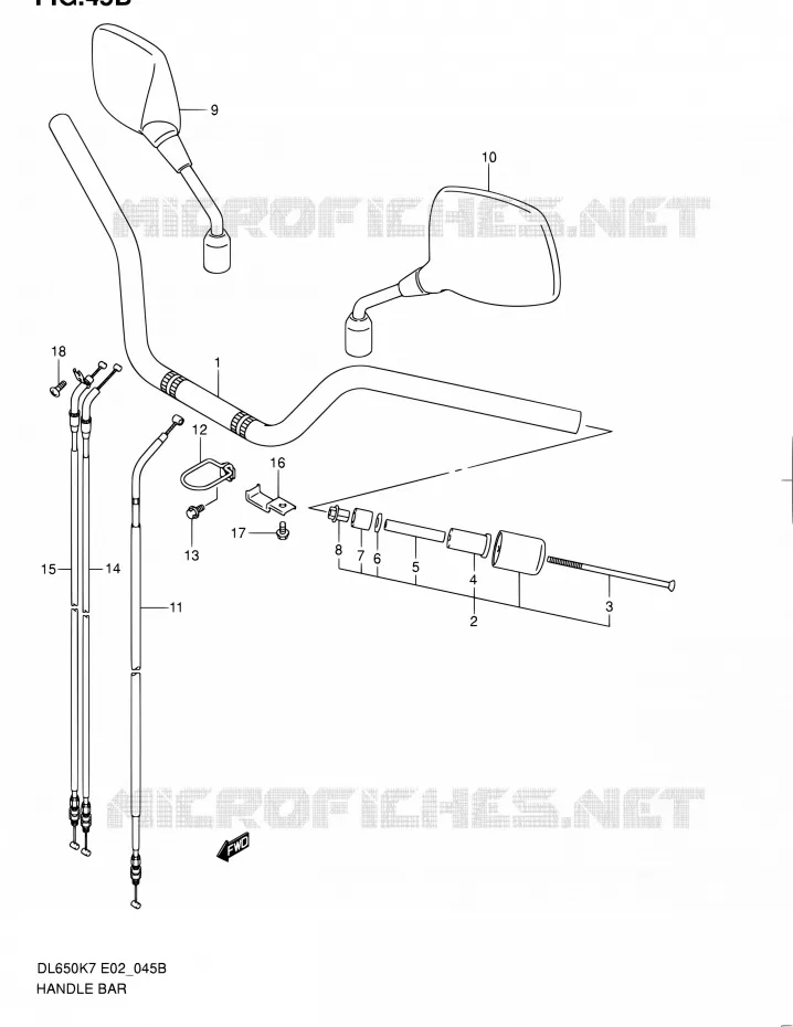 GUIDON (MODEL K9:P37/MODEL L0) Suzuki MOTO 650 V-STROM 2008  DL650A K8 (E02,E19,E24,E37)