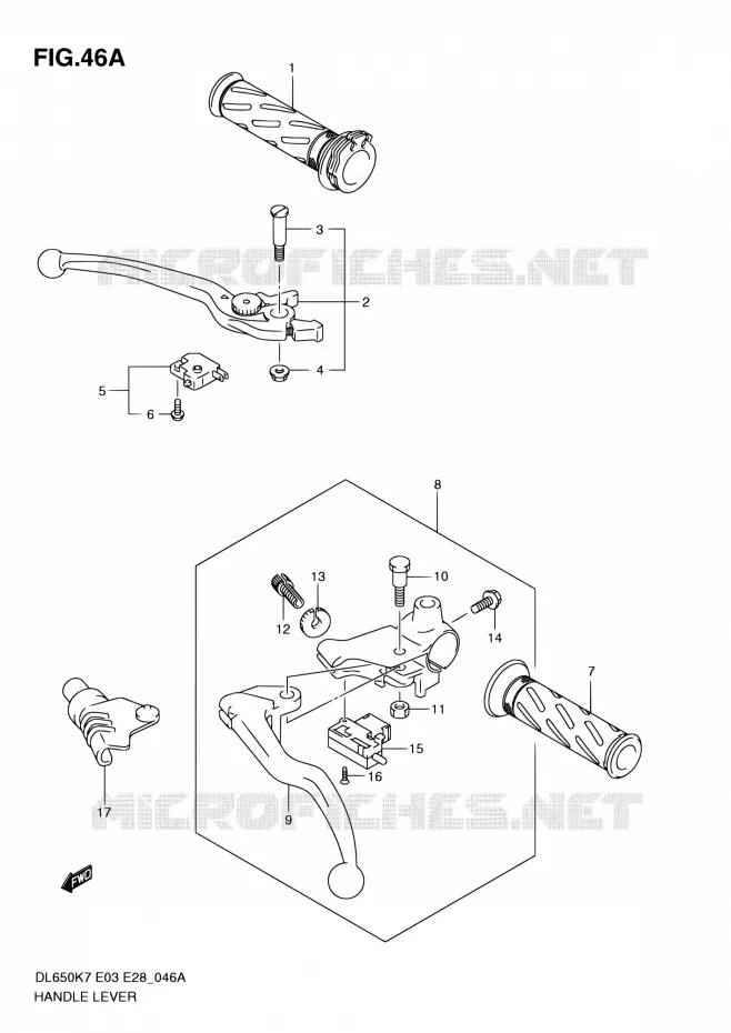 ENSEMBLE LEVIERS - POIGNEES (MODEL L0) Suzuki MOTO 650 V-STROM 2010  DL650A L0 (E03,E28,E33)