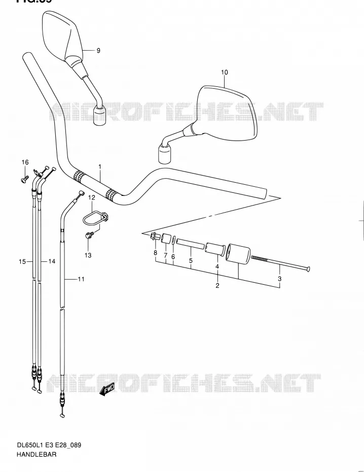 GUIDON (DL650AL1 E03) Suzuki MOTO 650 V-STROM 2011  DL650A L1 (E03,E28,E33)