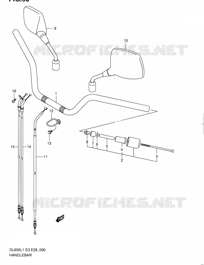 GUIDON (DL650AL1 E28) Suzuki MOTO 650 V-STROM 2011  DL650A L1 (E03,E28,E33)